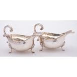 A pair of Elizabeth II silver sauceboats, maker Albert Edward Jones, Birmingham,