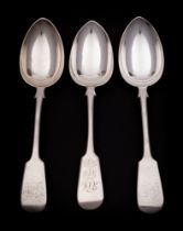 A pair of Victorian provincial silver Fiddle pattern tablespoons, maker James & Josiah Williams,