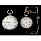 A silver open face pocket watch,