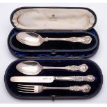 A matched Victorian silver three-piece christening set, various makers and dates: monogrammed,