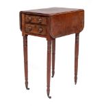 An early 19th Century mahogany drop flap work table:,