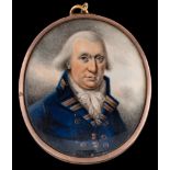 English School Circa 1790- A miniature portrait of a naval officer,