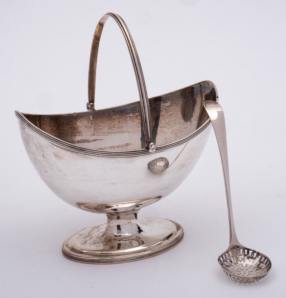 A George III swing handled sugar basin, maker Henry Chawner, London,
