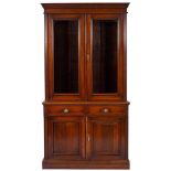A Victorian oak and glazed cabinet bookcase, late 19th century,