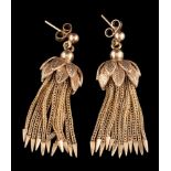 A pair of 1960s 9 carat gold tassel ear pendants,