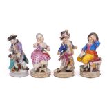 A group of four Meissen figures of children: comprising a pair after M.V.