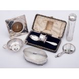 A mixed lot of silverwares, various makers and dates: includes a two-piece christening set,