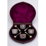 A set of four Victorian silver salts, maker Josiah Williams & Co, London,