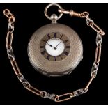 A silver half hunter pocket watch,: numbered 83640,