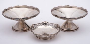 A pair of George V silver pedestal comports, maker Lanson Ltd, Birmingham,