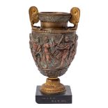 A bronze and gilt metal mounted neo-classical style vase: decorated with bacchanalian dancers,