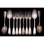 A 19th century French silver part flatware service: initialled,