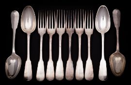 A 19th century French silver part flatware service: initialled,