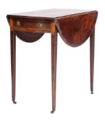 A George III mahogany and inlaid oval Pembroke table:, in the Sheraton manner,