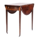 A George III mahogany and inlaid oval Pembroke table:, in the Sheraton manner,