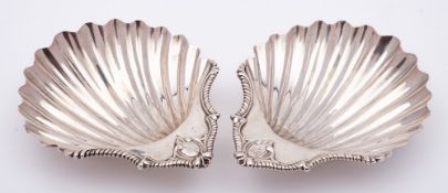 A pair of George II silver butter dishes, maker Henry Bailey, London, 1759: crested,