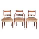 A set of six Regency mahogany dining chairs:,