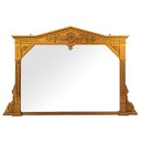 An Edwardian later gilt wood and gesso architectural overmantel:,