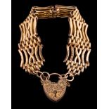 A 9 carat gold gate link bracelet,