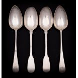 Four Georgian silver tablespoons, various makers and dates: all initialled,