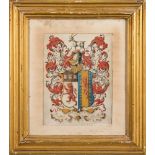 English School 18/19th Century- The Arms of Russell & Coleman of Basingstoke,:- watercolour,