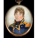 English School early 19th Century- A miniature portrait of a naval officer,