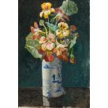 Kate Sadler [late 19th Century]- Still life of flowers in a Chinese vase,
