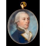 Attributed to James Nixon [1741-1812]- A miniature portrait of a naval officer,