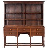 An oak and pine dresser, second half 18th century and later,
