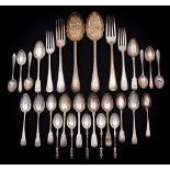 A mixed lot of assorted silver teaspoons, various makers and dates:, plated teaspoons,