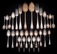 A mixed lot of assorted silver teaspoons, various makers and dates:, plated teaspoons,