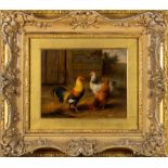 * Edgar Hunt [1876-1953]- Chickens in a yard,:- signed and dated 1911 bottom right oil on canvas,