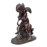 After Charles Lemire (French 1741-1827) A 19th century bronze study of Cupid stringing his bow: