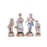 A group of four Continental porcelain figures: in the Meissen manner,