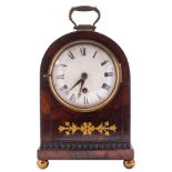 A small inlaid timepiece bracket clock: having an eight-day duration,