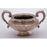 A Victorian Irish silver sugar basin, maker James Fray, Dublin, 1841: crested, of circular outline,