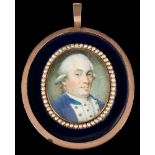 English School Circa 1760s- A miniature portrait of a gentleman,:- head and shoulders,