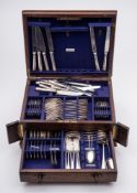 A George V silver Old English pattern part flatware service, maker Walker & Hall, Sheffield,