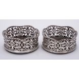 A pair of William IV silver circular coasters, maker Edward Farrell, London,