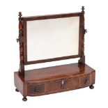 An early 19th Century mahogany and inlaid swing frame platform toilet mirror:,