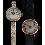 Omega, a gold and diamond wristwatch,