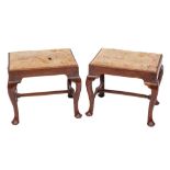 A pair of mid 18th Century provincial walnut stools:,
