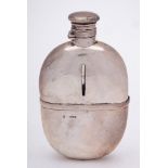 A Victorian glass and silver mounted hip flask, maker Holland, Son & Slater, London,