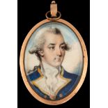 English School late 18th Century- A miniature portrait of a naval Admiral,