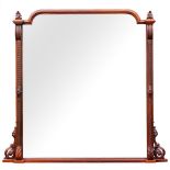 A Victorian carved mahogany framed overmantel mirror, late 19th century,