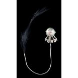 A paste and feather single earring by Fendi,: the black feather suspended from a fancy link chain,