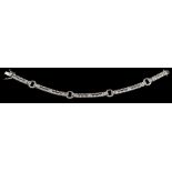 A diamond bracelet,: the articulated bracelet composed of rectangular panels and hooped links,