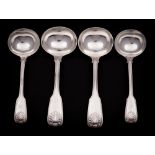 A pair of Victorian silver Fiddle, Thread and Shell pattern sauce ladles,