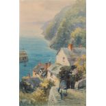 Alfred Leyman [1856-1933]- Sidmouth Beach;Topsham, Clovelly,:- three, all signed watercolours,