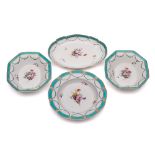 A group of four Chelsea-Derby dishes: each painted in the manner of Edward Withers with a central